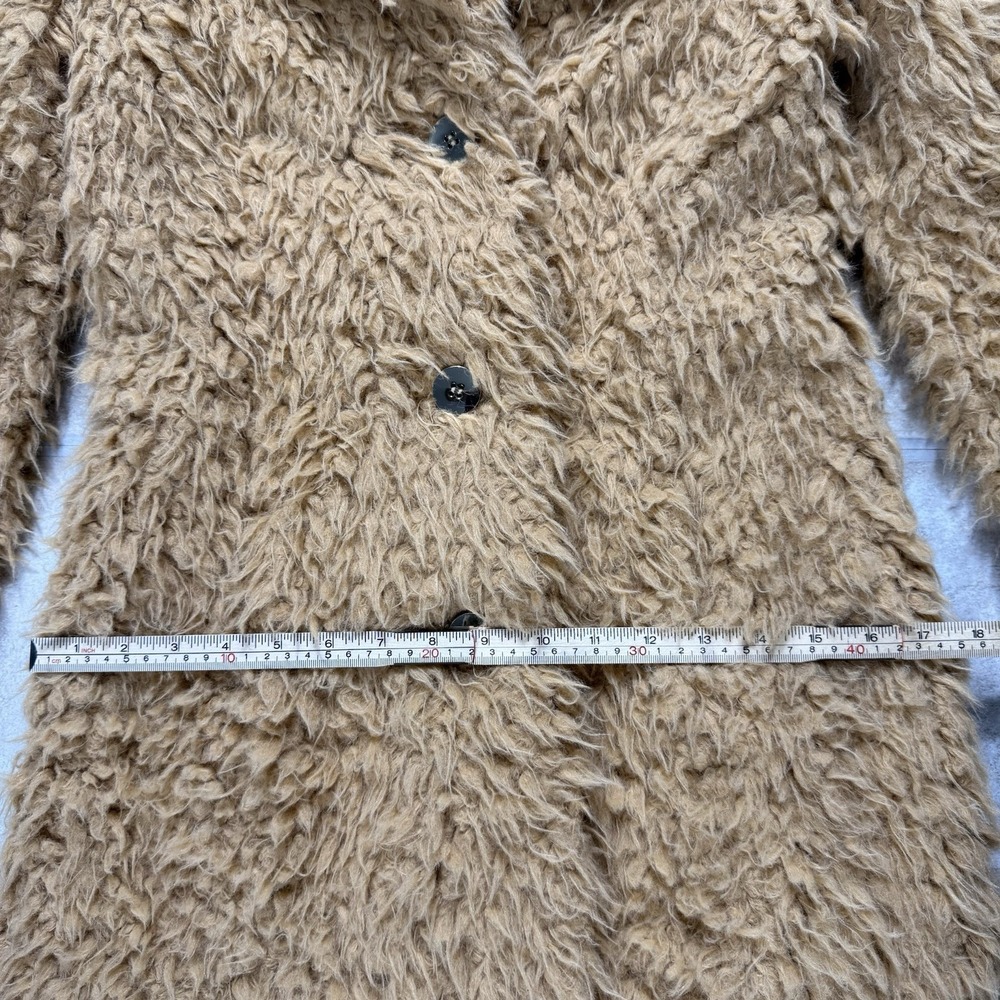 guess faux fur coat Women Winter Jacket Camel Small - Picture 8 of 10